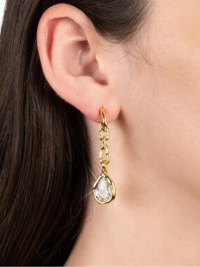 NEW Alexis Bittar Earrings Asterales Gold Link Pear Drop Dangle JN09 JL22